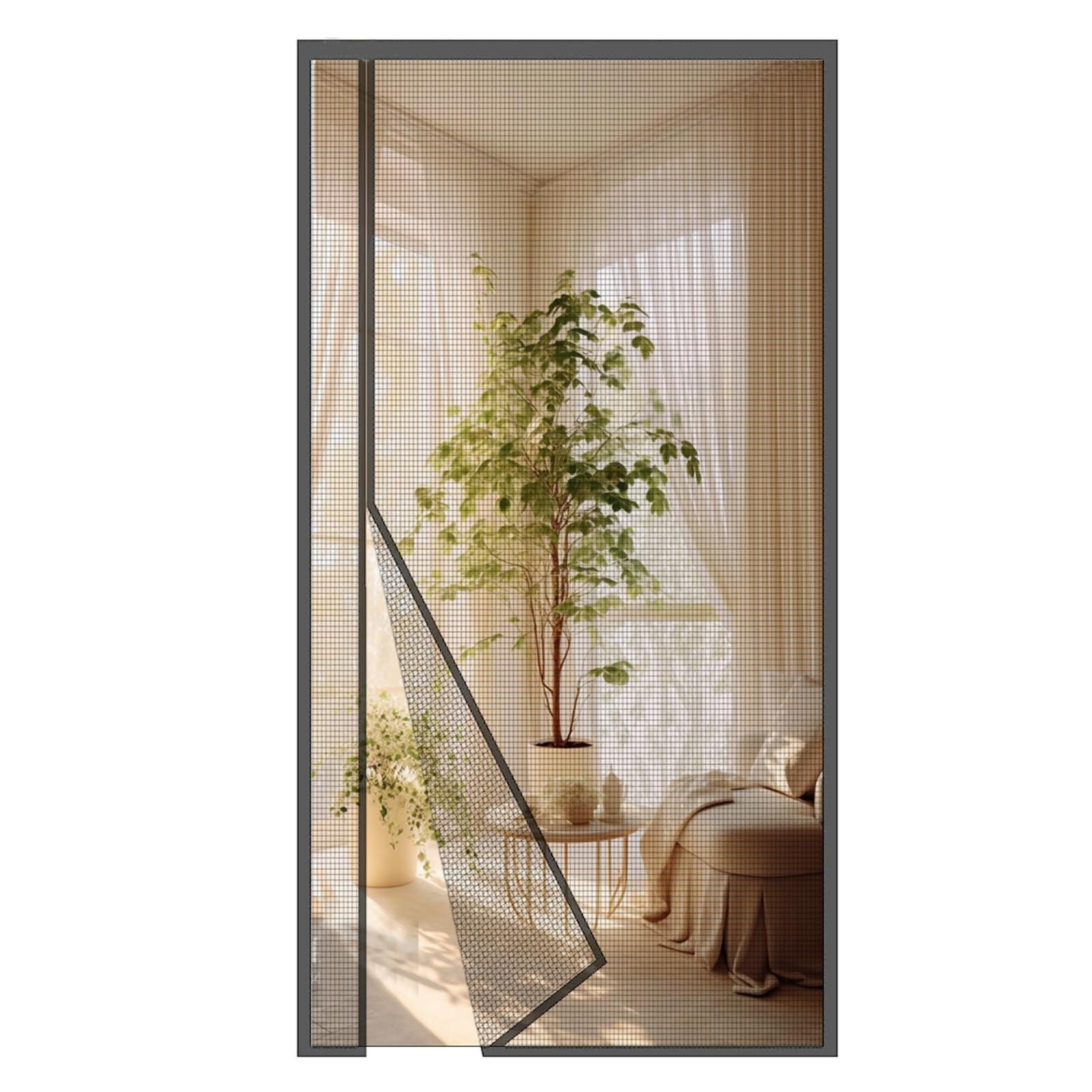 MAGICDOOR Fibreglass Magnetic Screen Door, 200x230cm Side Opening ANI-Mosquito Net for Fly Screen Windows, Fine Mesh, with Powerful Magnets, Door Curtain for Living Room Patio Kitchen-Grey — image 1