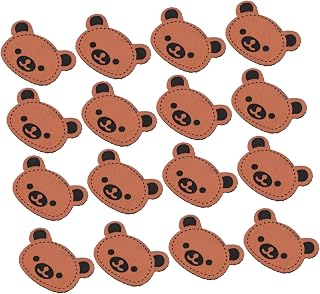 CAXUSD 100piezas Etiquetas De Ropa Forma De Oso Etiquetas De Pu Para Manualidades Accesorios De Costura Para Ropa y Bolsas Color Marrón
