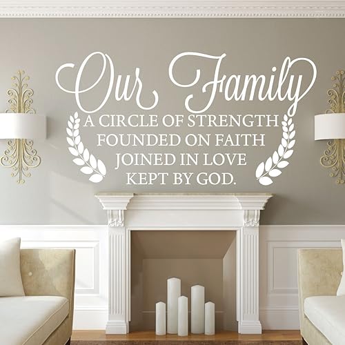 Miniatura 7 de Family Wall Decor - Our Family A Circle Of Strength Founded On Faith Joined In Love Kept By God -Vinyl Home Decor - Living Room Decoration