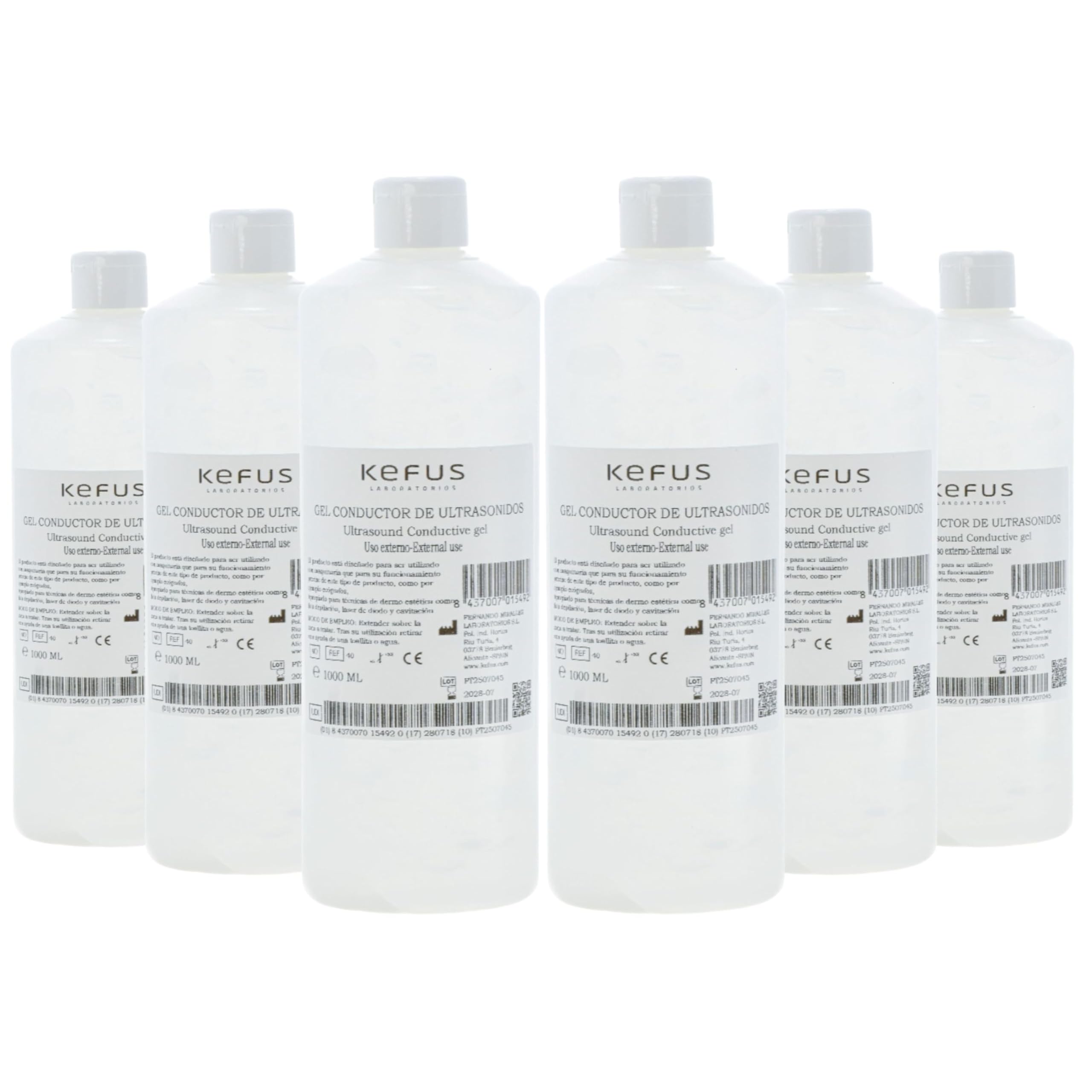 KEFUS Gel Conduttore a Ultrasuoni 6000 ml | Uso sanitario ed estetico per ecografia, IPL, radiofrequenza e cavitazione | Alta conduttività | Flacone professionale con tappo dosatore
