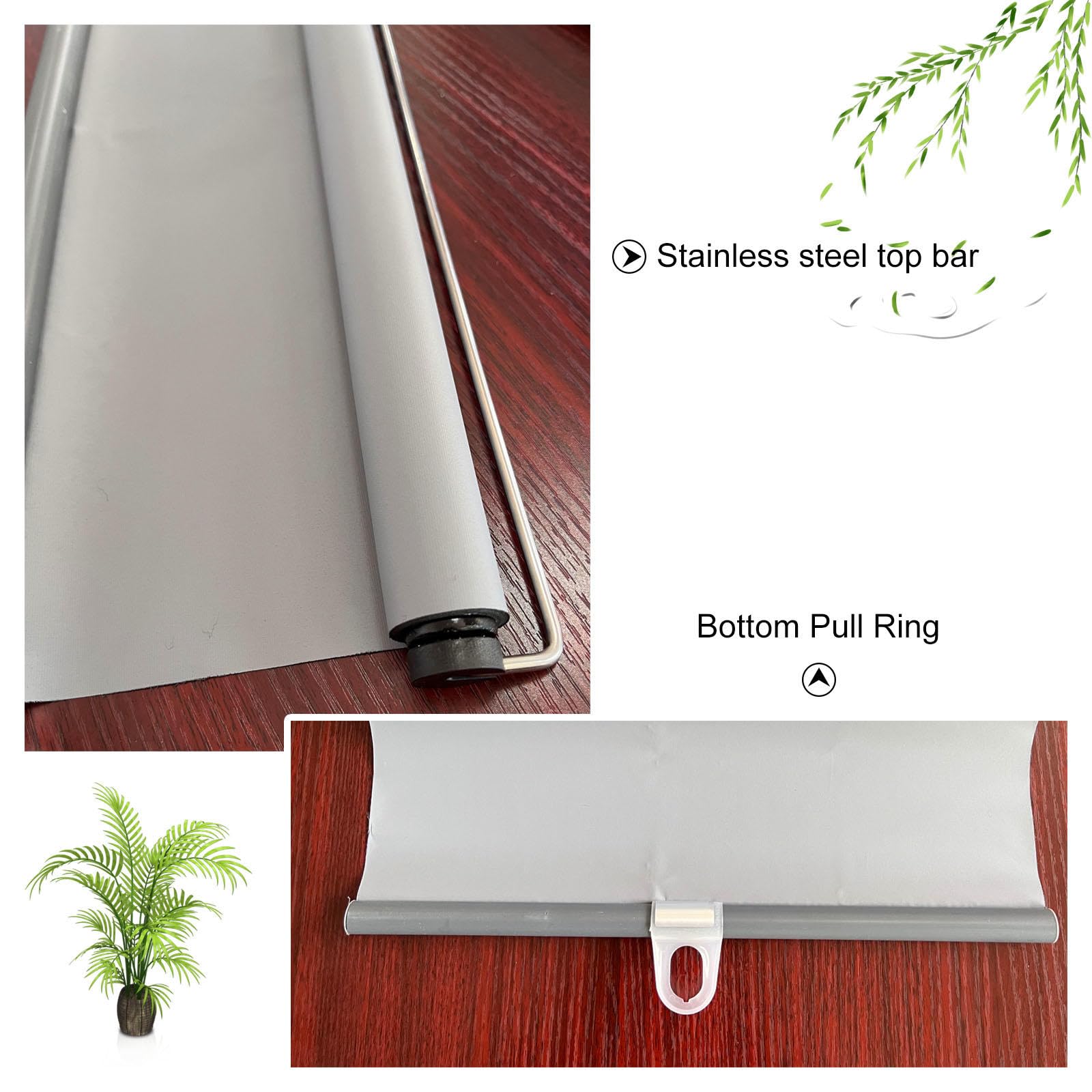 Tenda oscurante a rullo, blocco solare, protezione della privacy, retrattile, per porte e finestre, colore grigio, 60 x 160 cm / 24x63in, ideale per il controllo della luce e la privacy domestica