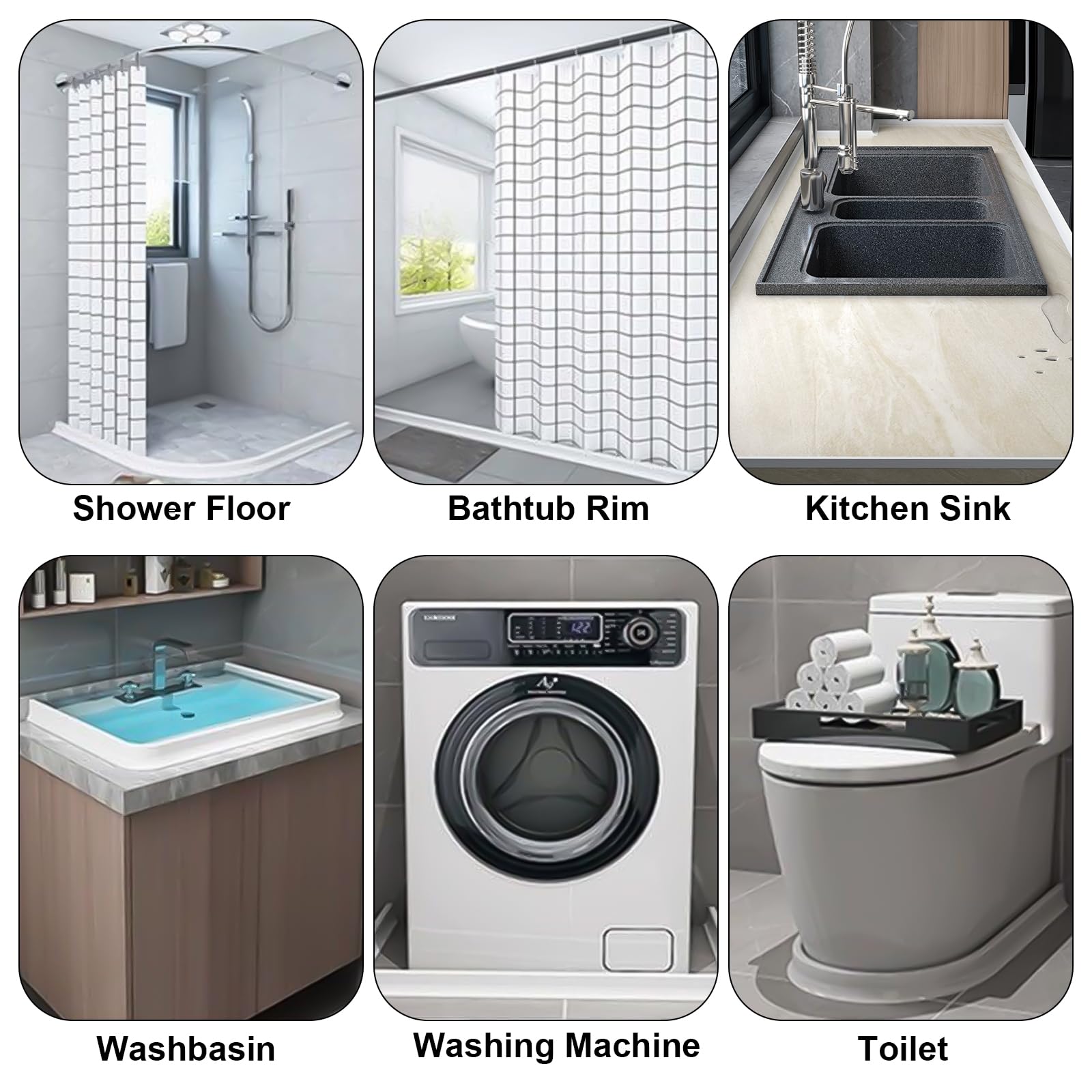 Barriera Doccia 2 M Soglia Doccia Silicone Doccia Autoadesivo Bordo Vasca da Bagno Pieghevole Barriera per Doccia Bordo per Piatto Doccia Paratie Antiallagamento per Cucina Bagno e Toilette (Bianco)