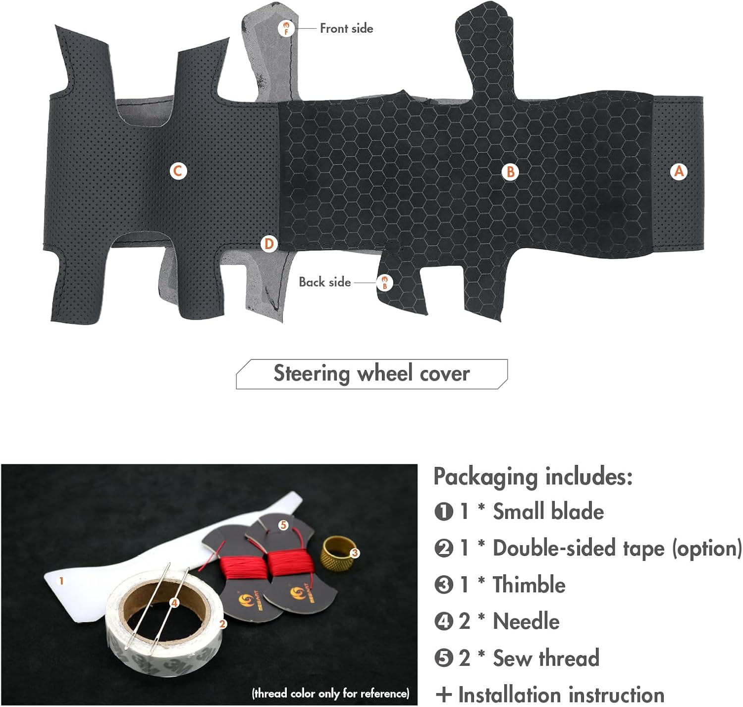 MEWANT Steering Wheel Cover for Volvo S90 V90/XC60 Sport/V60 T8/S60 R-Design/XC90 R-Design 2015-2025 Hand-Stitched Steering Wheel Wrap