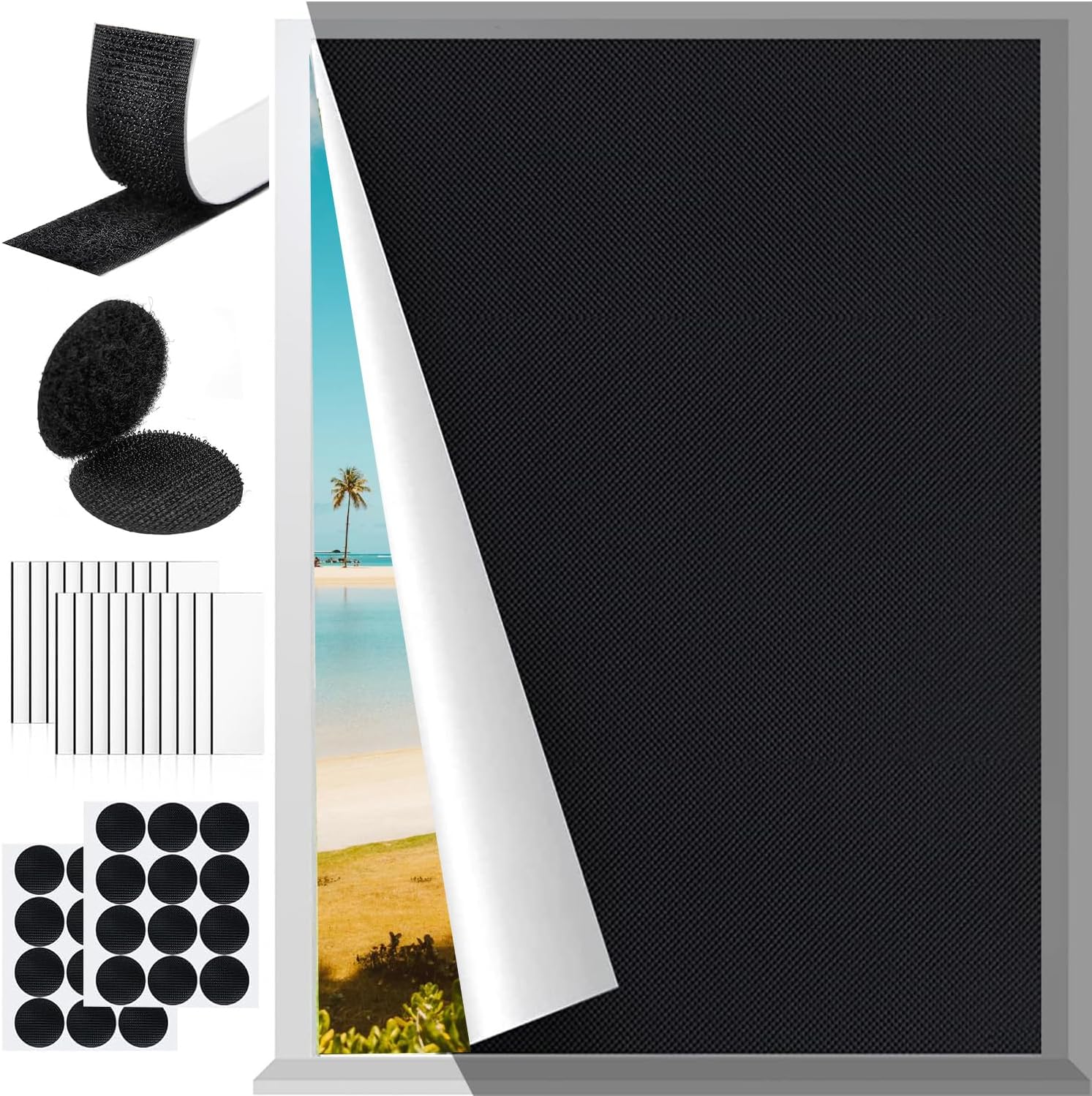 118" x 57" Portable Blackout Curtains for Bedroom Window (Upgraded 420D Fabric), Blackout Blinds Shades No Drill Travel Blackout Window for Nursery Room RV Car, 118 x 57 inch