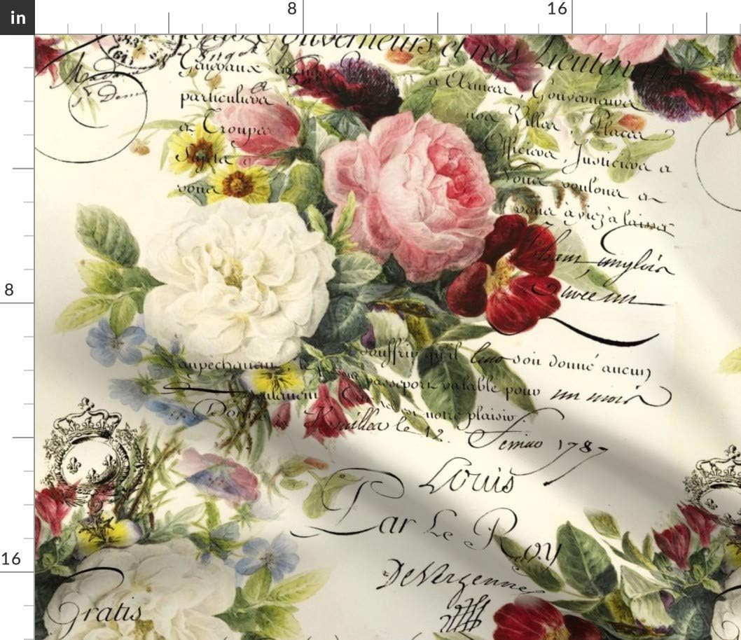 Spoonflower Fabric - Vintage Roses Shabby Chic Victorian Romantic French Rose Garden Printed on Petal Signature Cotton Fabric Fat Quarter - Sewing Quilting Apparel Crafts Decor