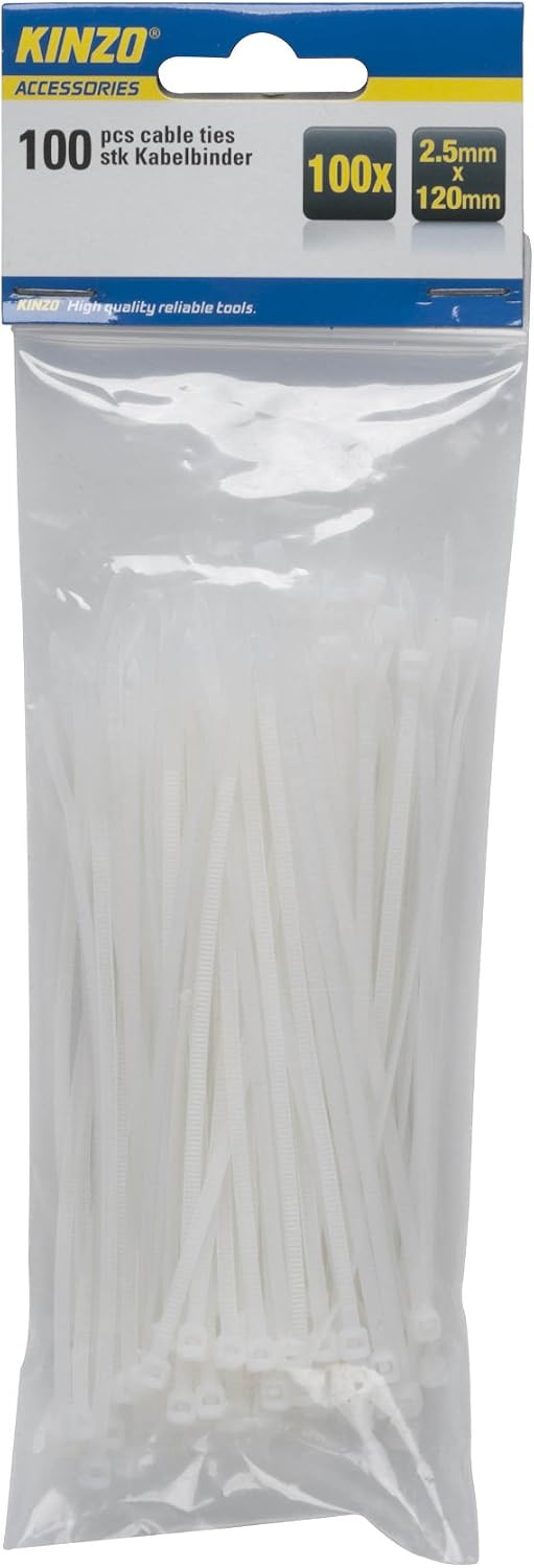 KINZO 871125272107 2.5 x 120mm Cable Tie - White