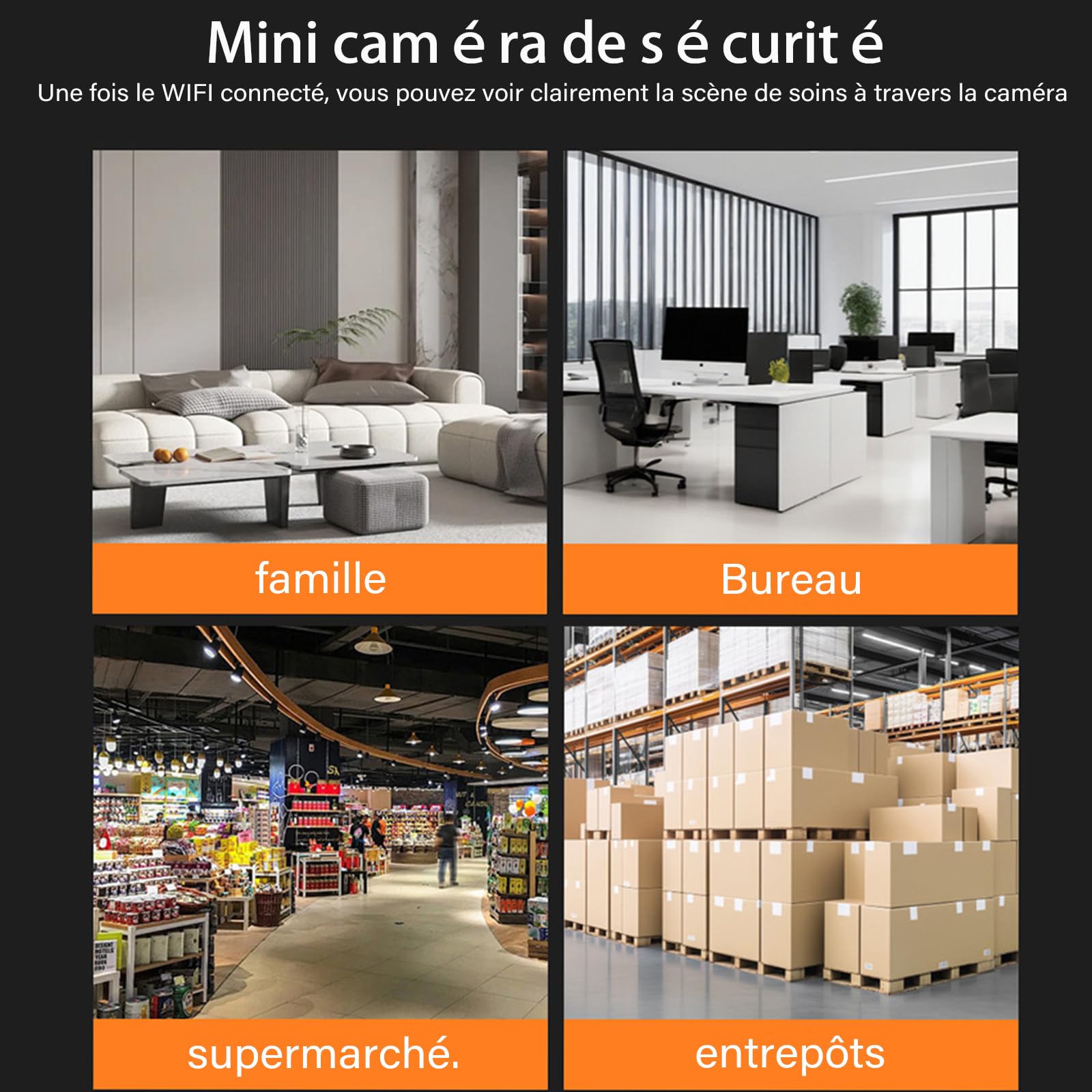 Camera Espion Mini sans Fil WiFi 1080P Caméra Espion Invisible Micro Petite Extérieur Discrete a Distance Maison de Interieur Extérieur Surveillance Spy Cam Grande Enregistrement Black