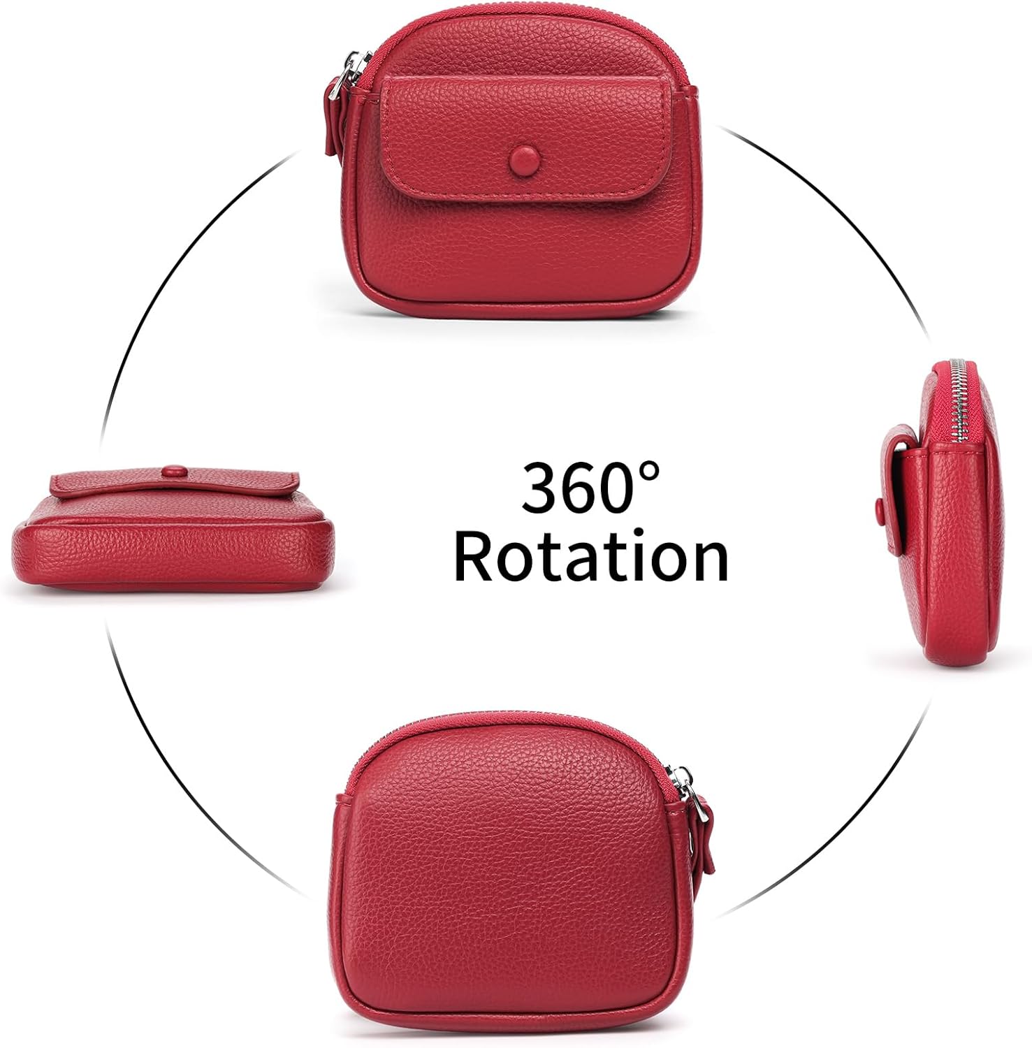 SENDEFN Women's Small Wristlet Coin Pouch Leather Zipper Purse RFID Protection - Image 5