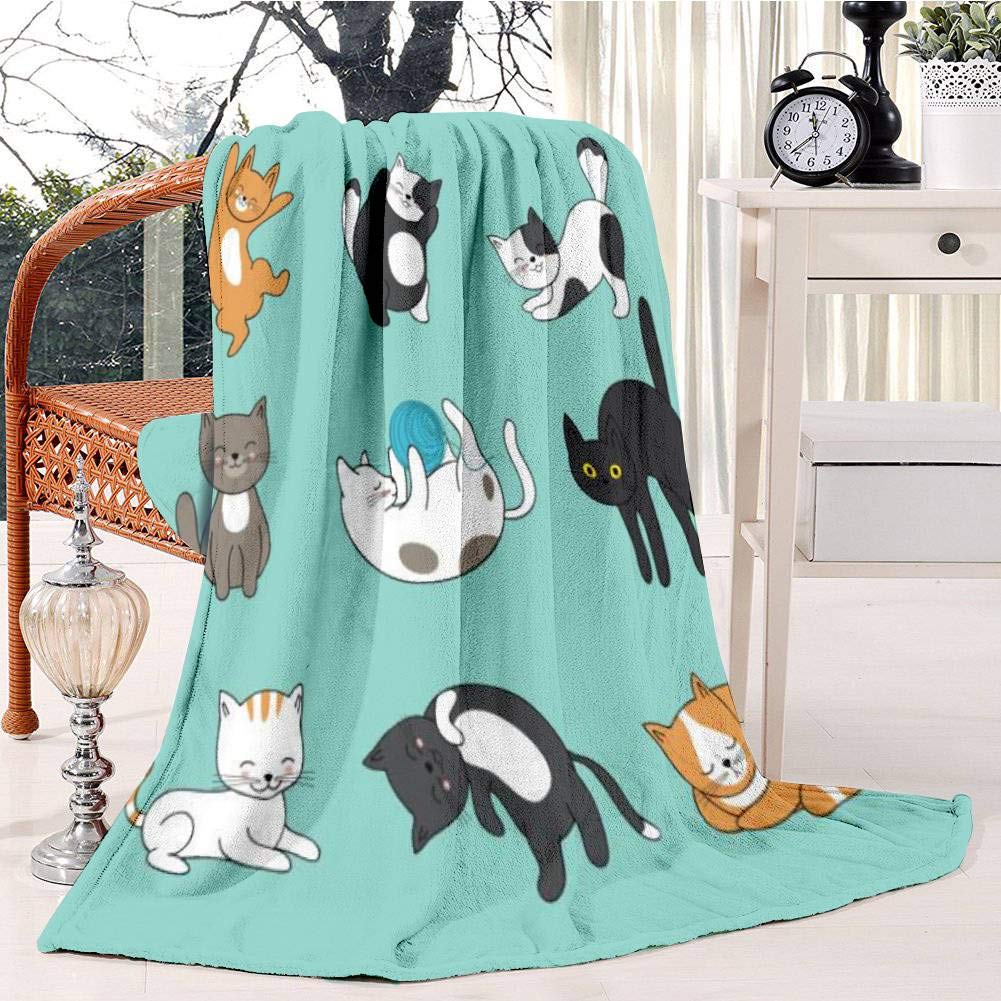 Cool doodle abstract cats vector characters Hand drawn cartoon Bed Blanket Plush Velvet Soft Warm Blanket Lightweight Microfiber Blanket Christmas Blanket for Bed Chair Sofa, 130x150cm