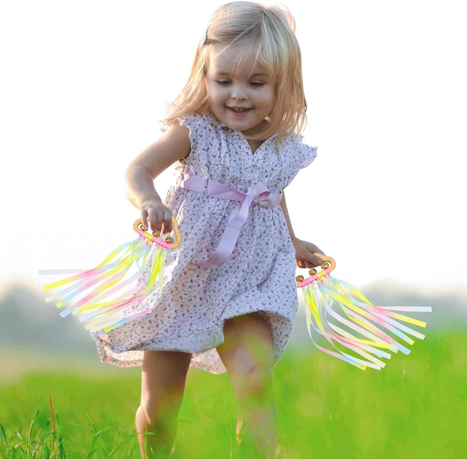 Sensory Toys for Babies - 2 Pack Teething Sensory Toy Rainbow Ribbons Rattle Toys Baby Wooden Toys for Babies Infant Toddler 3-24 Months Gradient Rainbow 6 71NILvp9f2L. AC SL1500