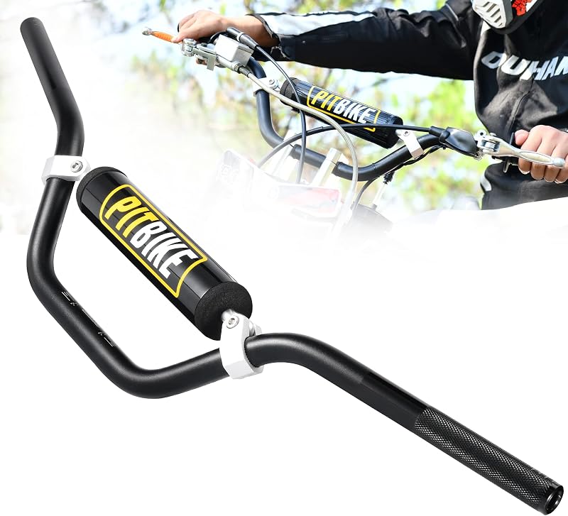 7/8" Dirt bike Handlebars with Foam Pad, Black Motorcycle Handlebars | 6061-T6 Aluminum Handlebar with Heat Treatment HRC16, Compatible with CRF YZF KXF, KLX, RMZ, DRZ Pit Dirt Bikes, ATVs, Quad