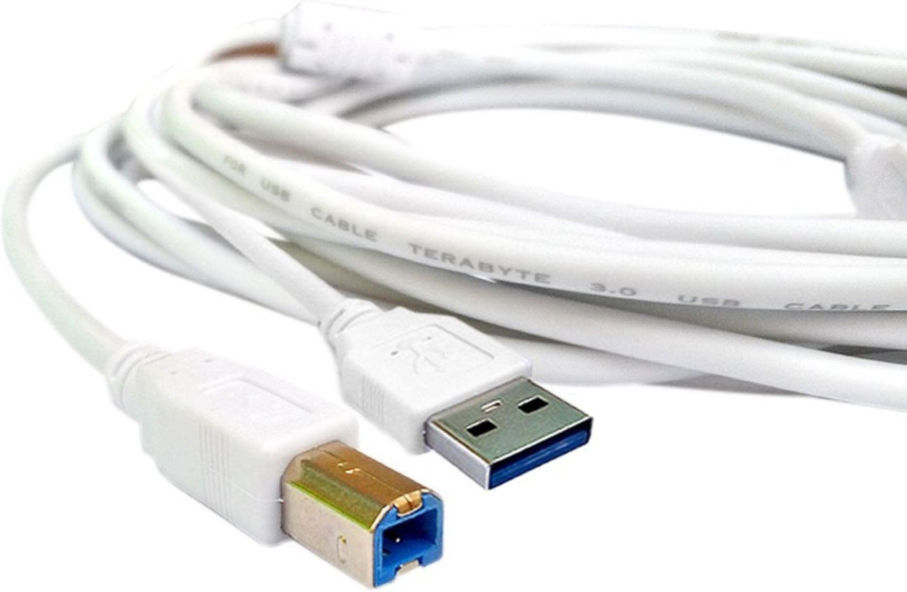 PremiumAV USB 3.0 Type A Male to Type B Male 10-Meter Printer Scanner Cable (White)