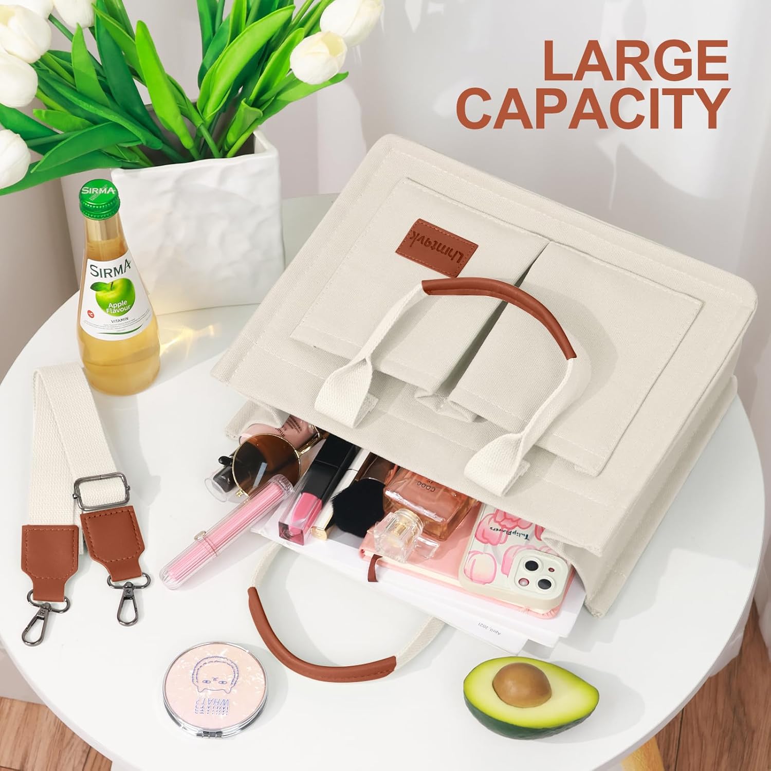 Canvas Tote Bag for Women, Large Work Purses Bible Tote - Image 6