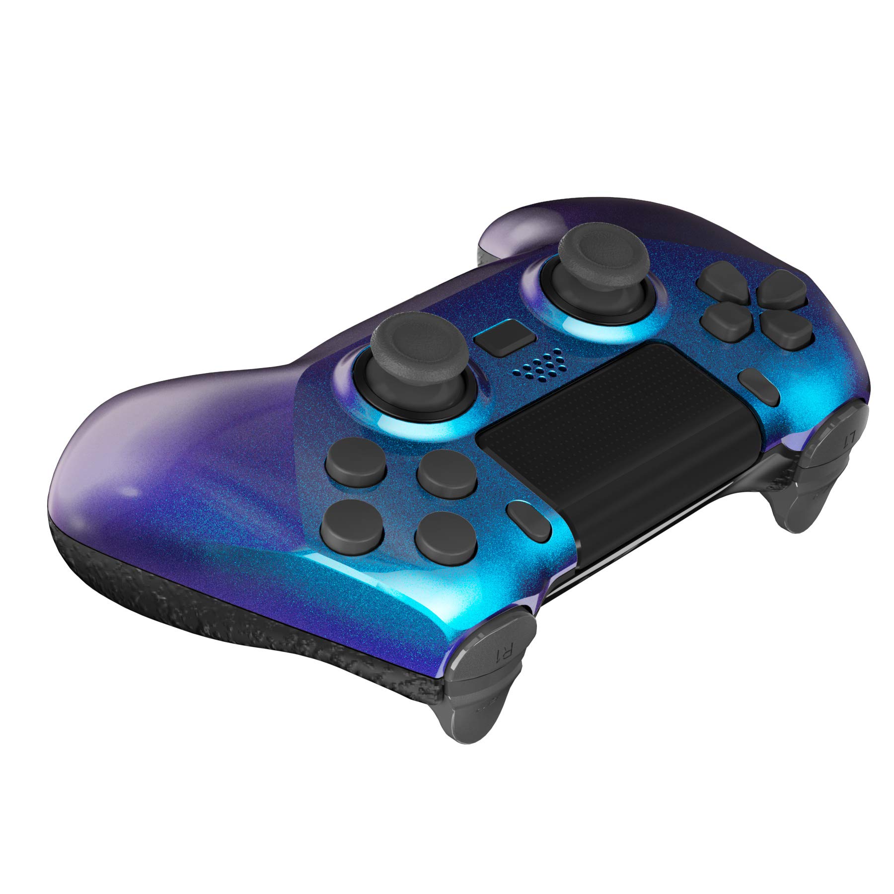 eXtremeRate Decade-Turnier-Controller (DTC) Remap Kit für PS4 Controller JDM-040/050/055, Remap Board, Faceplate, Backplate, 4 Rückpaddles, Trigger Stops Kit Lila Blau