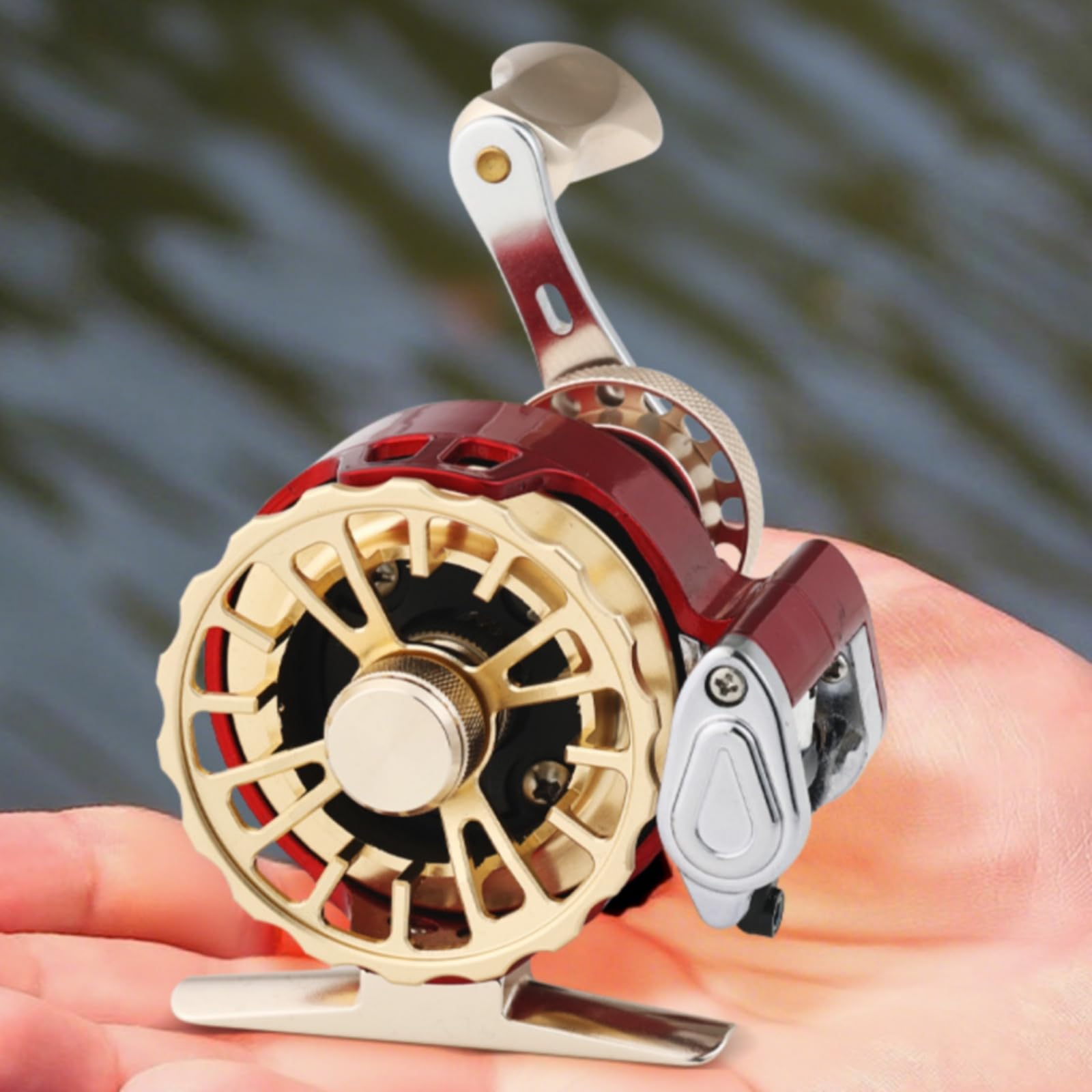 Carrete de Pesca Automático Bobina Metálica de Alta Eficiencia Manejo Sencillo Mango Plegable Cómodo con Fijación Resistente Adecuado para Pesca en
