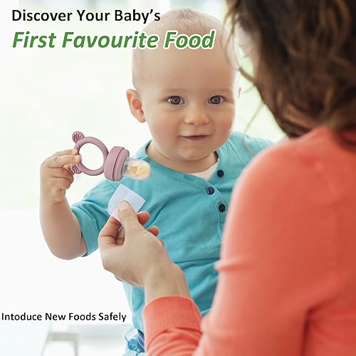 Miniatura 6 de Alimentador de alimentos de silicona para bebés y mini bandeja para congelador, moldes de paletas de leche materna para alivio de la dentición del