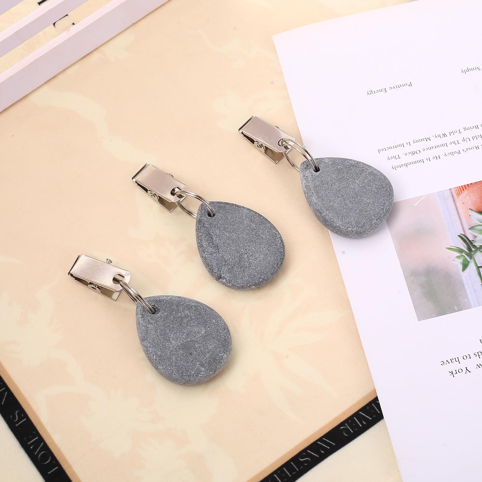 10 Pcs Pesos para Manteles, Pesas para Manteles de Exterior, Contrapeso Pesas de Mármol para Mantel con Pinzas para Decoración de Bodas y Picnics al Aire Libre