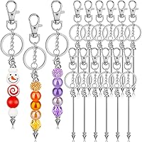 ROADPLUM 12 Pack Silver Beadable Keychain Bars - DIY Alloy Beaded Keychains, Bulk Pendant Accessories for Jewelry Crafts & Gifts