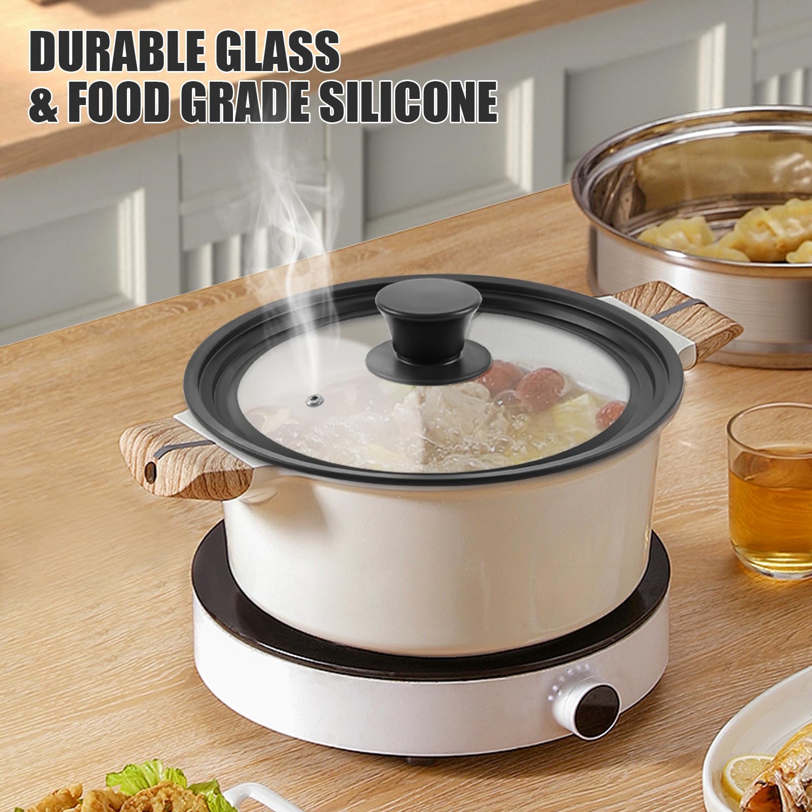 Coperchi Universali In Vetro Per Pentole - Set 3 Misure 24-28cm Con Bordo In Silicone - Foto 13