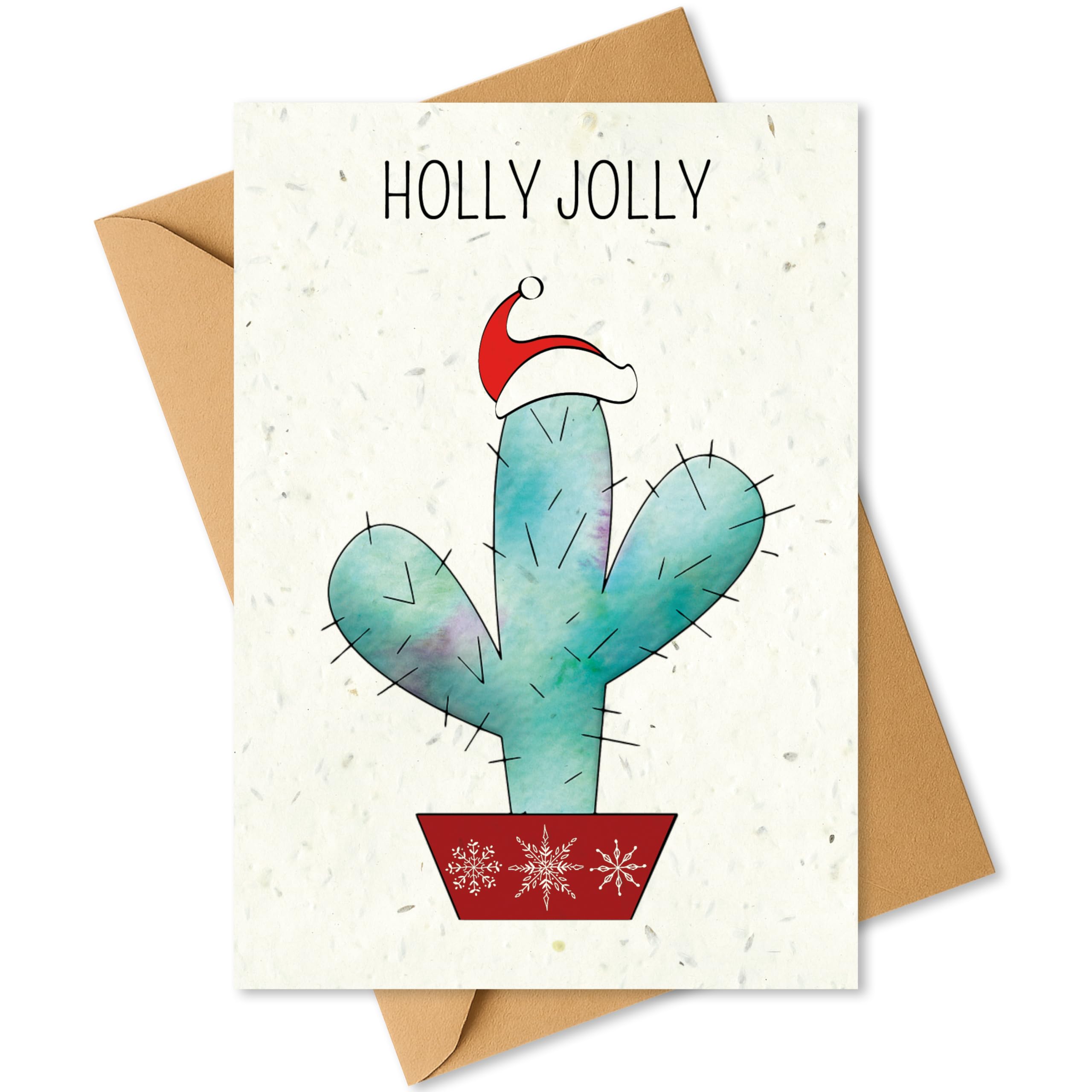 Plantable Christmas Card with Cactus Plant – Eco Friendly Biodegradable Seed Paper Greeting Card, Sustainable Gift, Zero Waste Merry Christmas Card for Friends & Family
