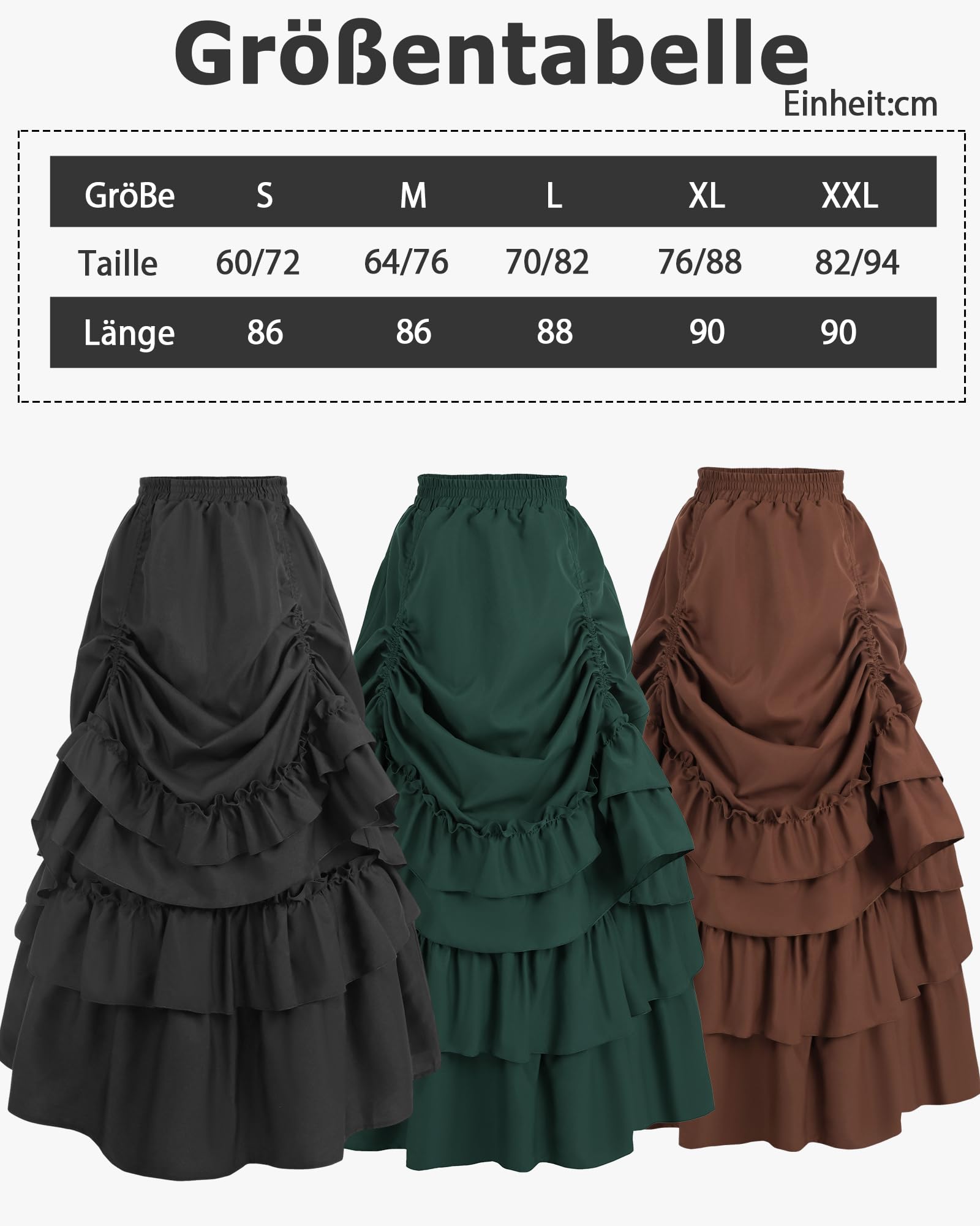Bustle Gonna barocco Steampunk Rock Donna Saloon Girl Skirt Gonna Vittoriana Gonna Pirata