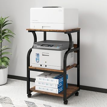PUNCIA 50x40x73cm Large Printer Stand, Storage Unit with Adjustable Shelf | 3 Tier Rolling Cart with Wheels for Home Office Organization Table, Multifunctional Shelves for Heat Press, 3D Printer