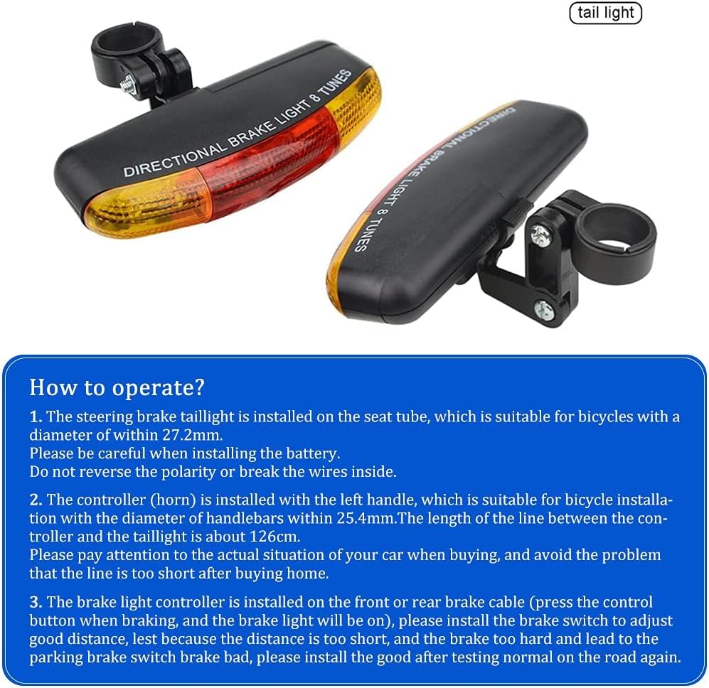 Multifunctional Bicycle Turning Light Bike Tail Lamp Red Color Light Brake Lamp for Safe Cycling Hiking Outdoor