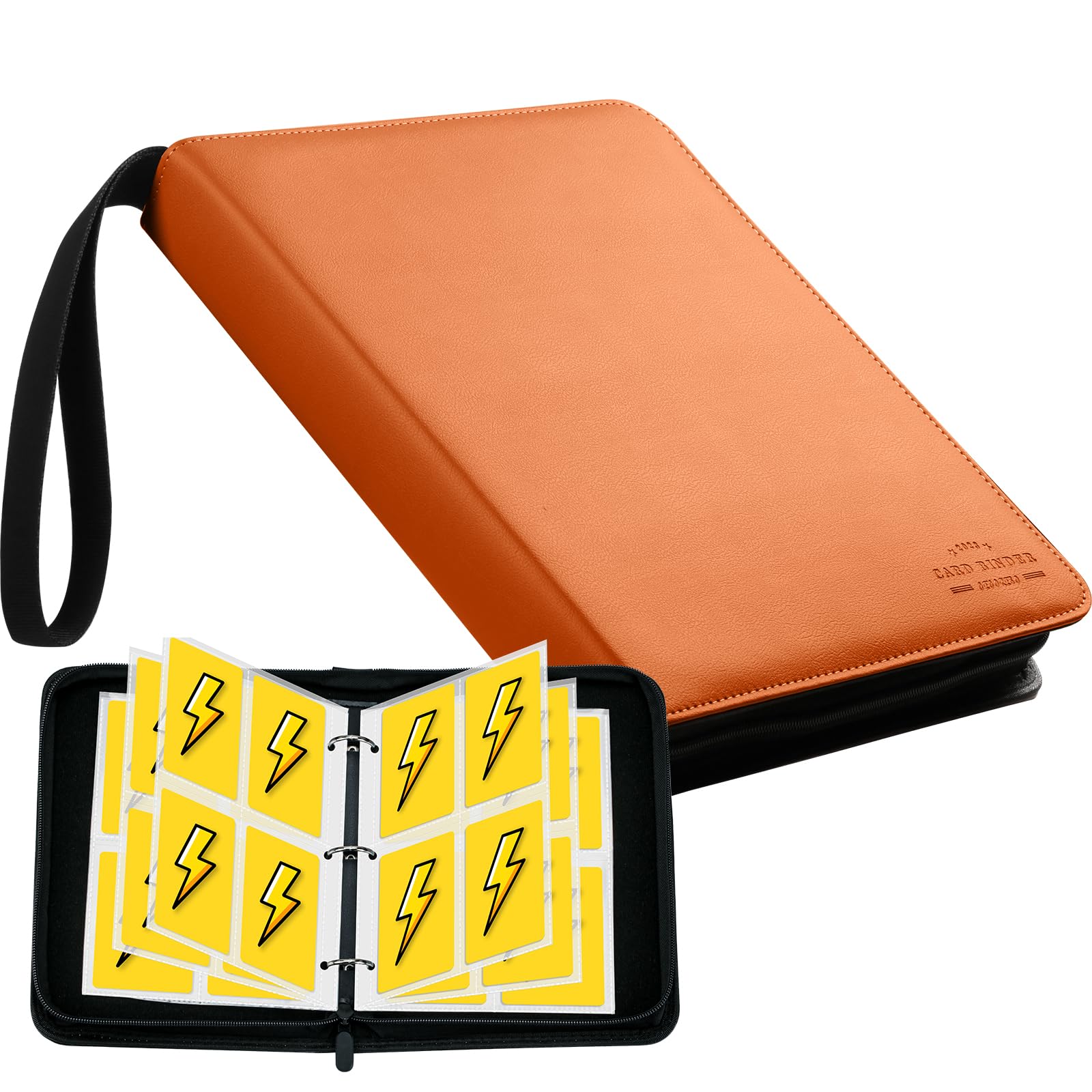 Baseball Card Binder with Sleeves, Sports Card Binder Collectible Trading Card Albums Fits Cards with 50 Removable Sleeves (Orange, 400 Pockets)