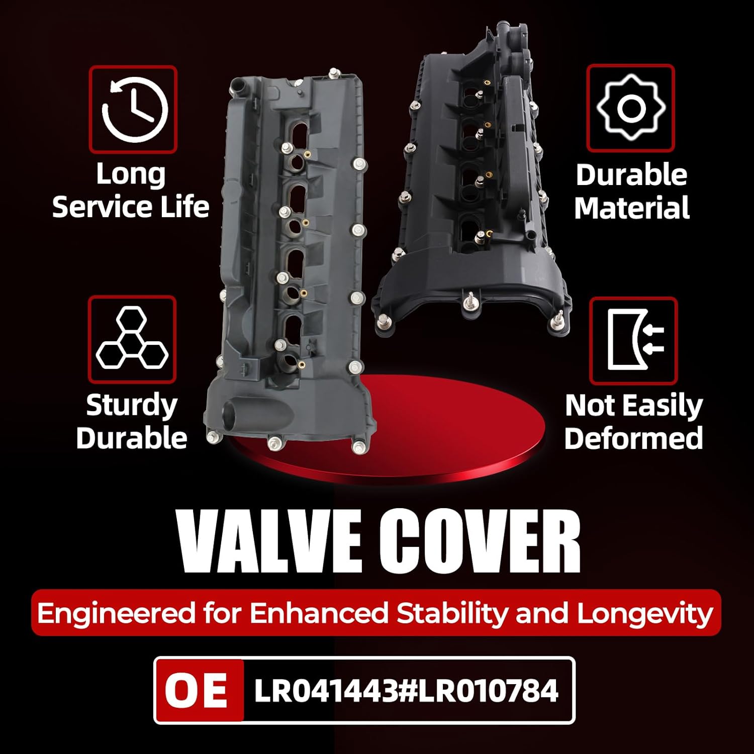 MITZONE Valve Cover Set Left Side and Right Side Compatible with Land Rover LR4 Range Rover Sport 2010-2021 Jaguar XF XE XK XJ F-Type XKR XJR 2010-2021 5.0L V8 Replace LR041443