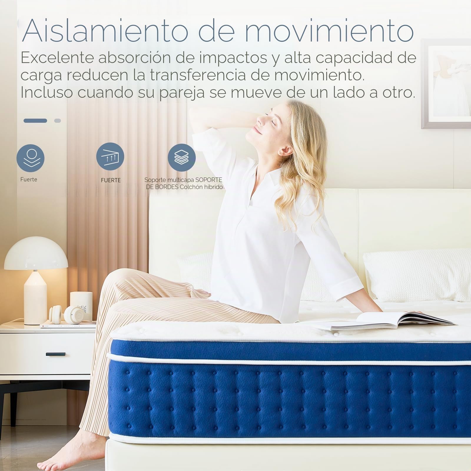 Colchón 180 x 200 cm, colchón de muelles de 36 cm, H3, 7 zonas ortopédicas, colchón de muelles en bolsa con capa de espuma viscoelástica Comfort, certificado Öko-Tex, 101 noches de prueba