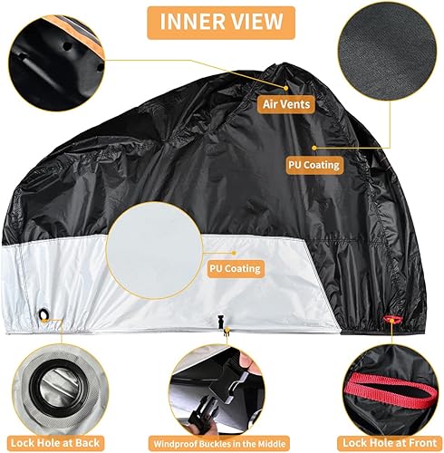 Miniatura 3 de Coverado - Funda impermeable para motocicleta para exteriores, protección para todo tipo de clima, con agujeros de bloqueo y reflector nocturno,