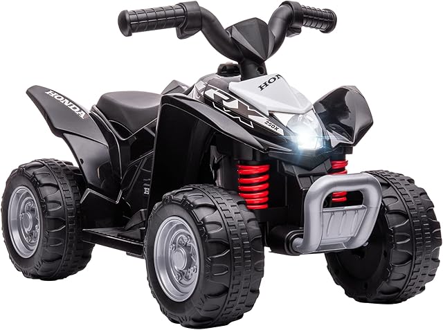 HOMCOM AIYAPLAY Honda Licensed Kids Quad Bike, 6V Electric Ride on Car ATV Toy with LED Light Horn for 1.5-3 Years, Black