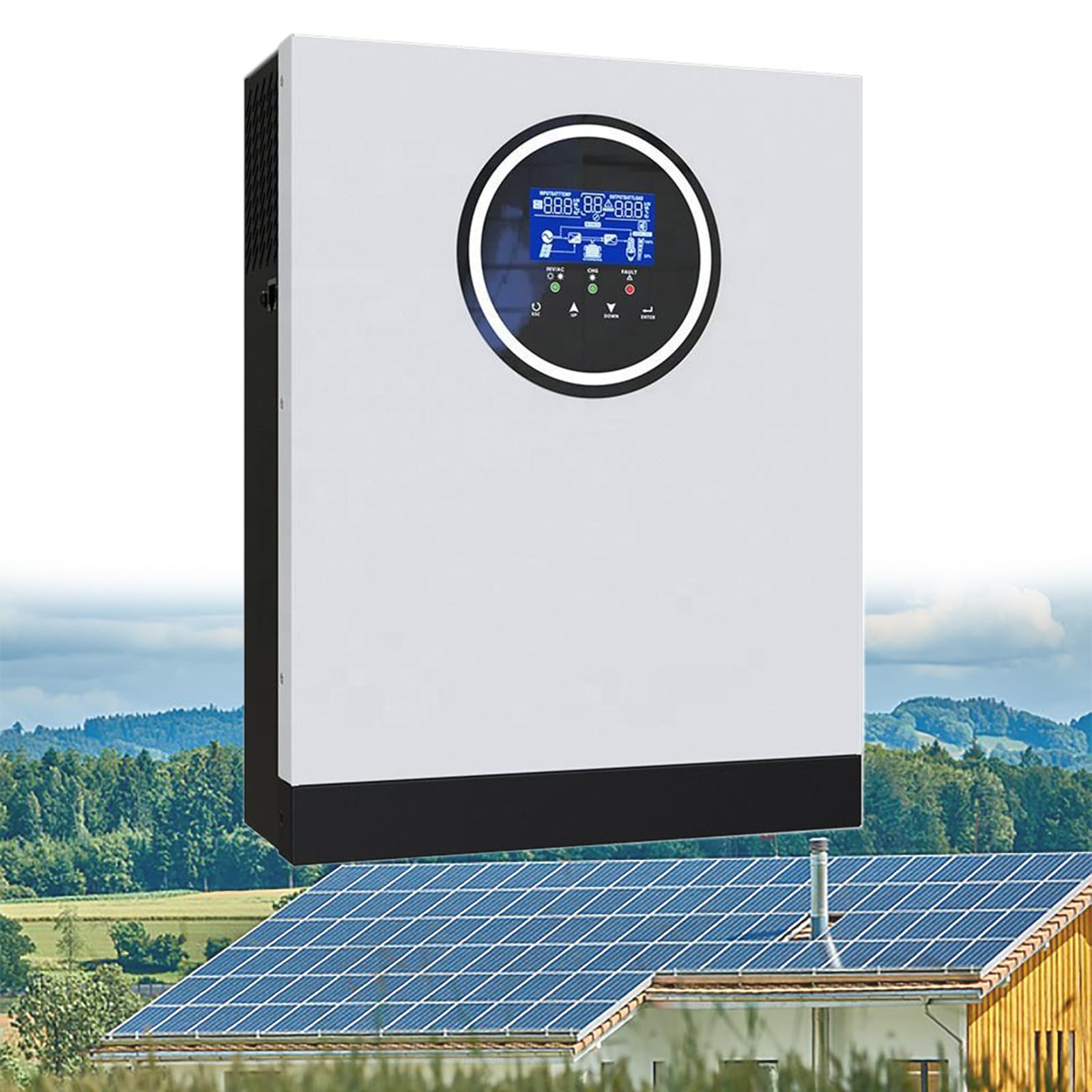 Inverter Solare Ibrido da 3000 W, 24 V CC a 220 V CA, Inverter Solare a Onda Sinusoidale Pura con Regolatore di Carica Solare MPPT da 80 A, per Sistemi Fuori Rete con Batteria da 24 V