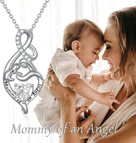 Miniatura 6 de Collar de plata de ley S925 con piedras natales personalizadas, collar para mamá de un ángel, joyería conmemorativa, regalo de condolencias