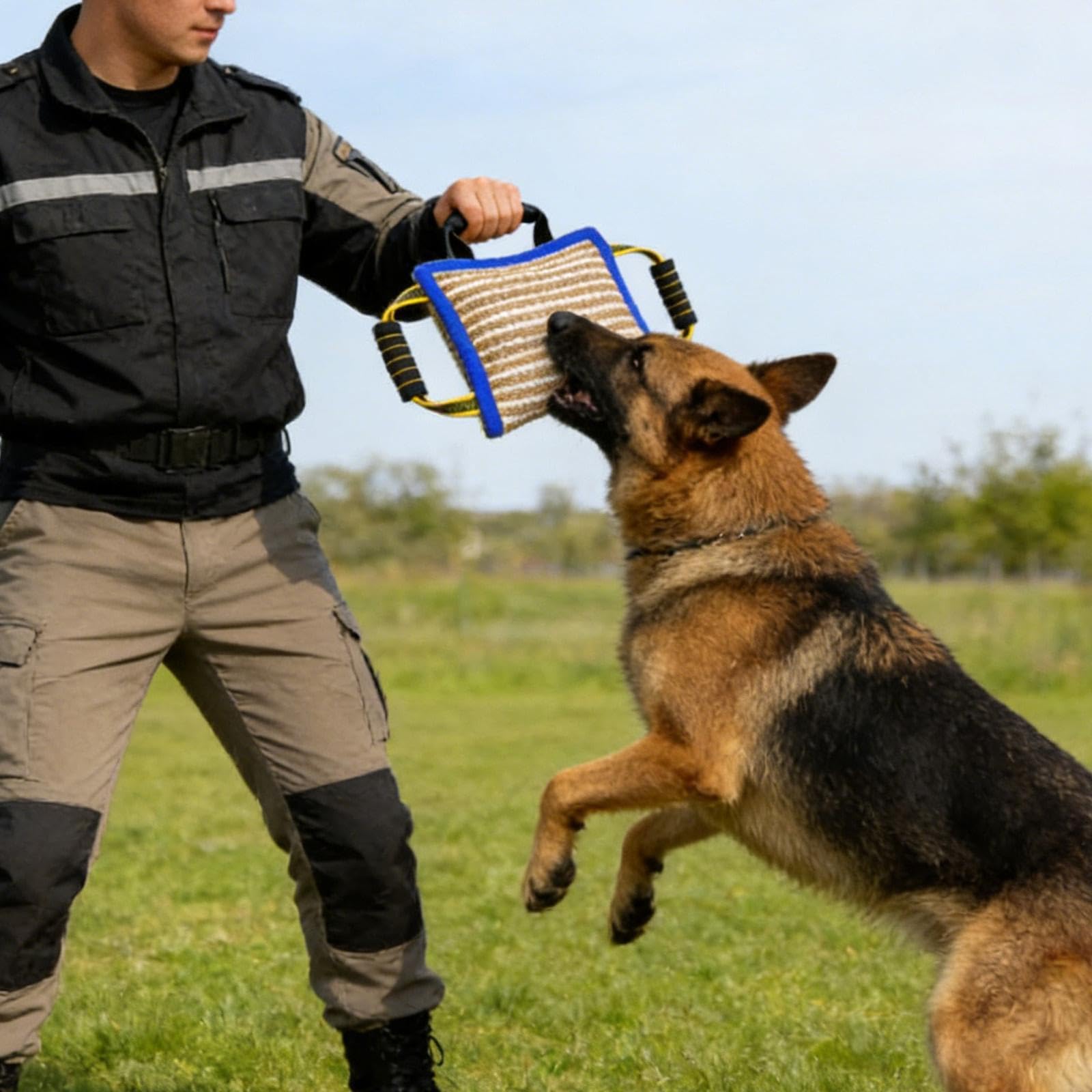 Almohada Mordedora para Perros Hecha en Yute Robusto Equipada con Asa para Fácil Manejo Funciona como Equipo Multifuncional de Entrenamiento