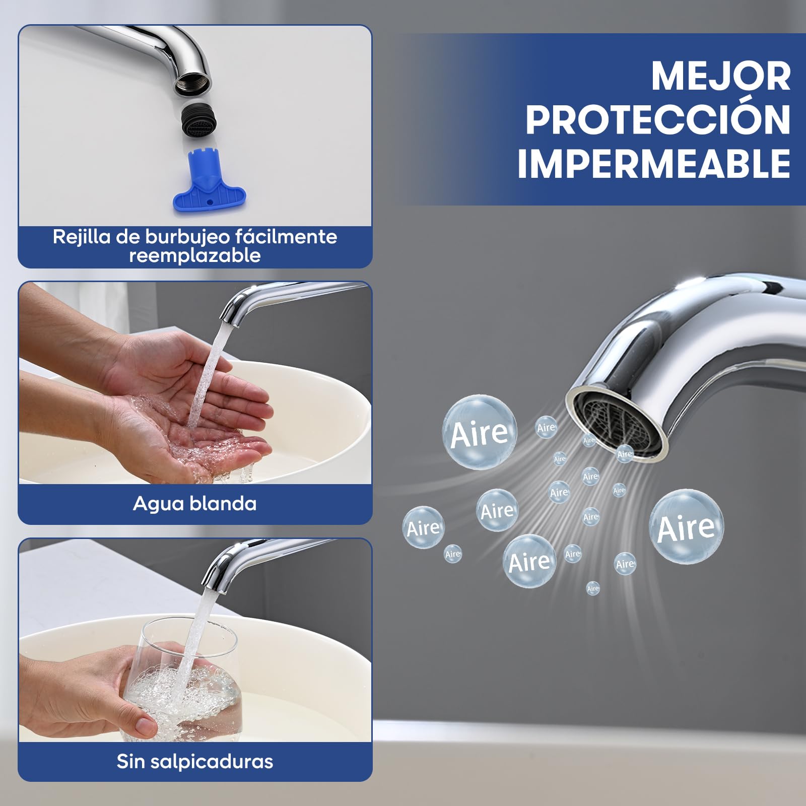 Grifo Lavabo Alto, BuntHaus Grifo Monomando Lavabo Agua Fría y Caliente, Grifos para Lavabo de Encimera, Grifos Mezclador de Baño de Acero Inoxidable 304, Aireador Extraíble, Sin Plomo, Cromado