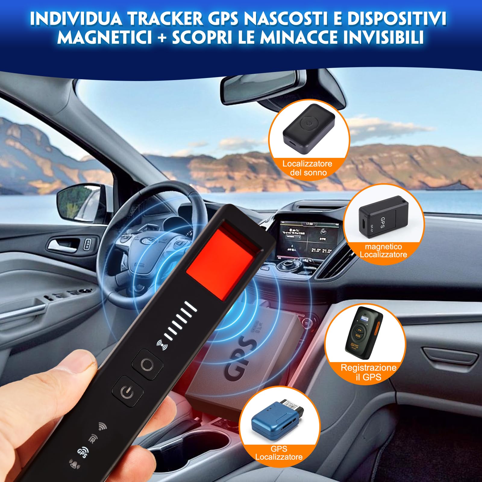 Detectores de Cámara Oculta 5 in 1, GPS Detector de Dispositivo Oculto, Detector de Errores, Detector Antiespía, Detector de Señal RF, per Casa, Hotel, Ufficio | Sicurezza Antispia