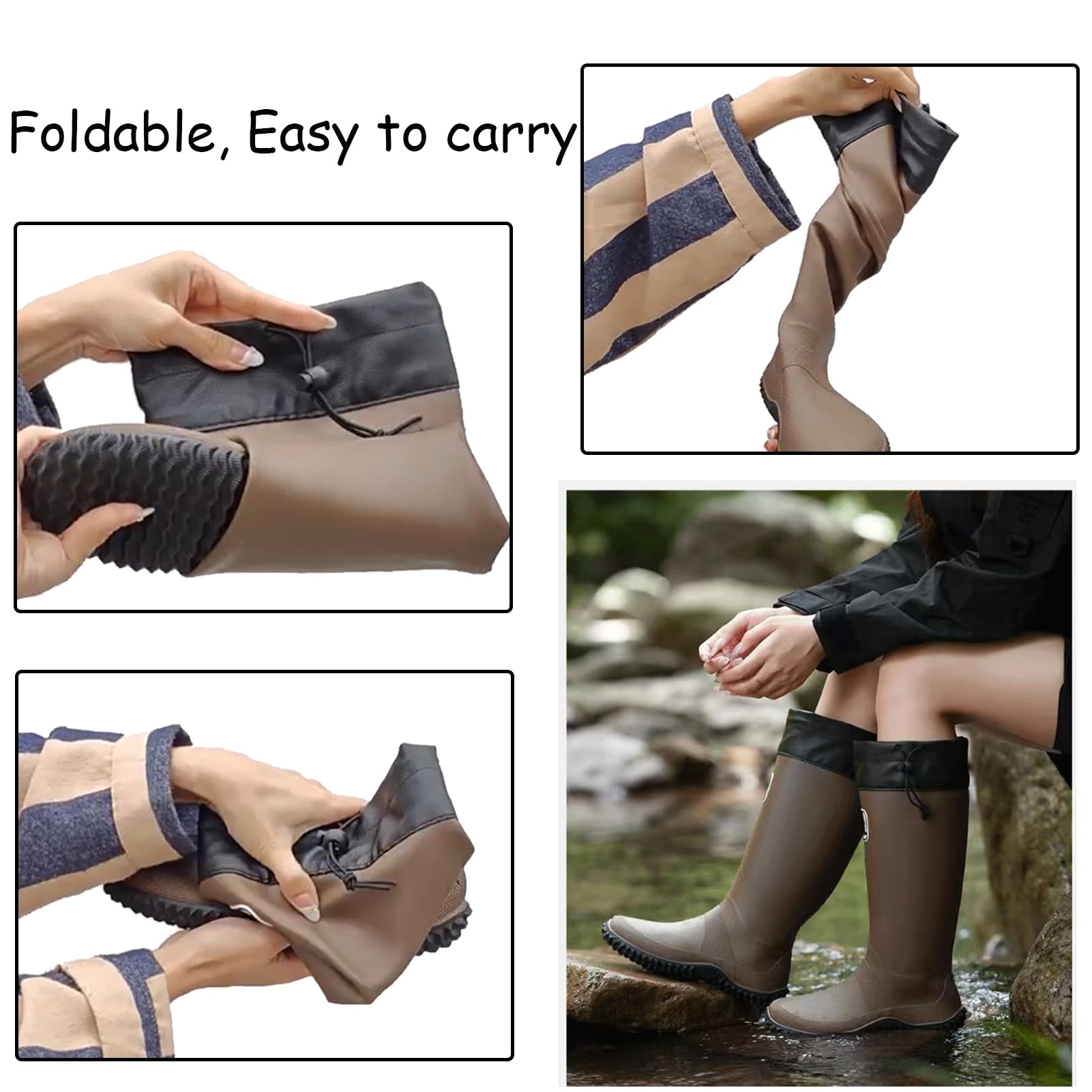 Lvptsh Bottes de Pluie Pliables en Caoutchouc Impermeables pour Femmes Hommes Confortable Jardin Bottines Rain Boot Légère Bottes