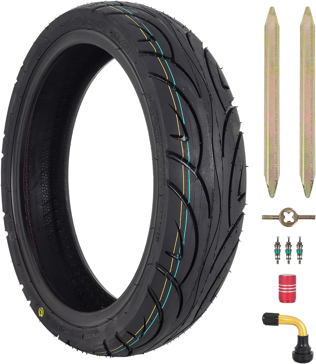 90/70-12 Scooter Tubeless Tire - 90 70-12 Scooter Tire - Rear/Front Wheel Replacement - Pneumatic Tire/TL - 43 J - 6PR - 1 Pack