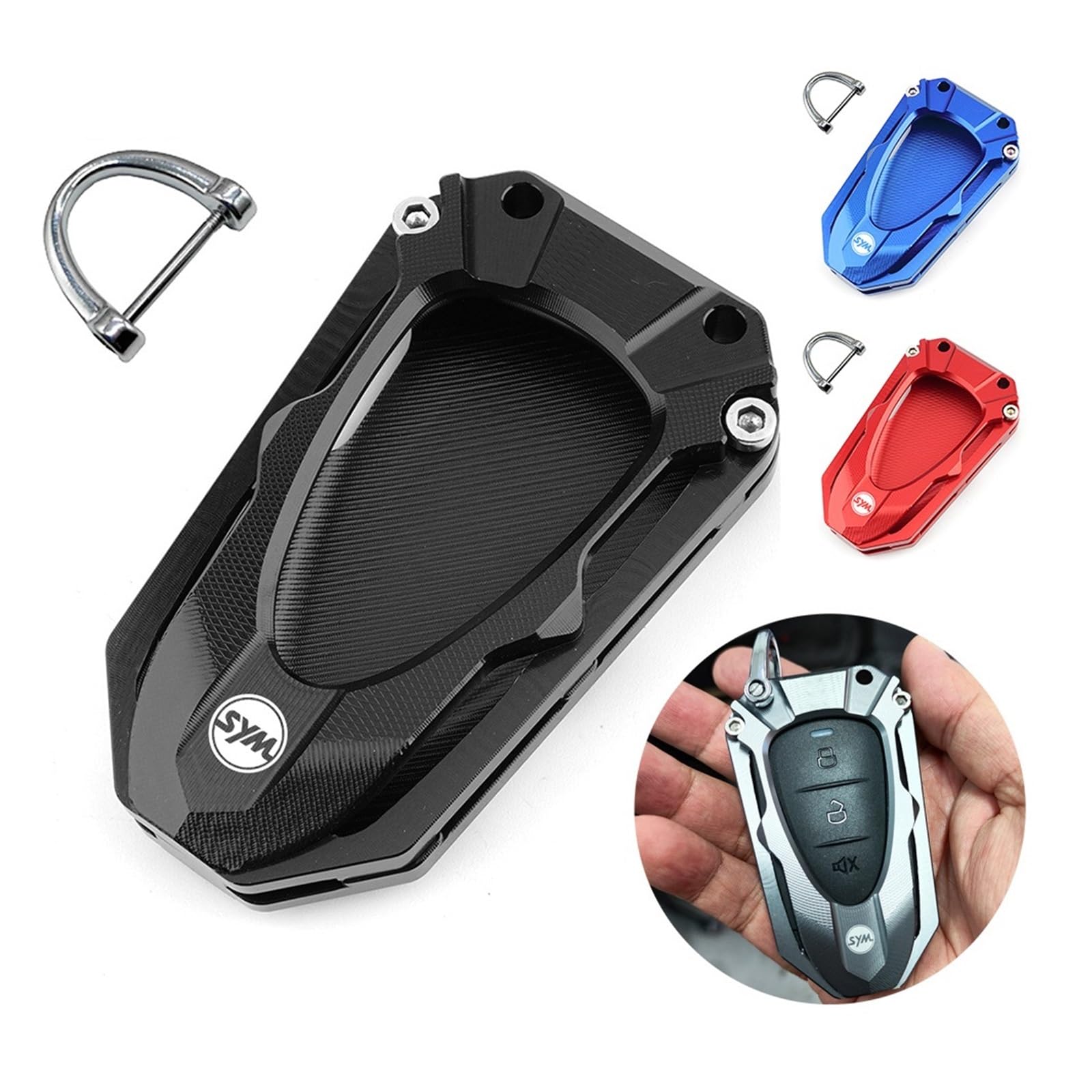 Llavero Moto,Creativa Llavero para Sym Jetx Jet X 125 150 X125 X150, Funda para Llave, Accesorios De Protección, Llavero, Piezas De Motocicleta CNC(Key Case Titanium)