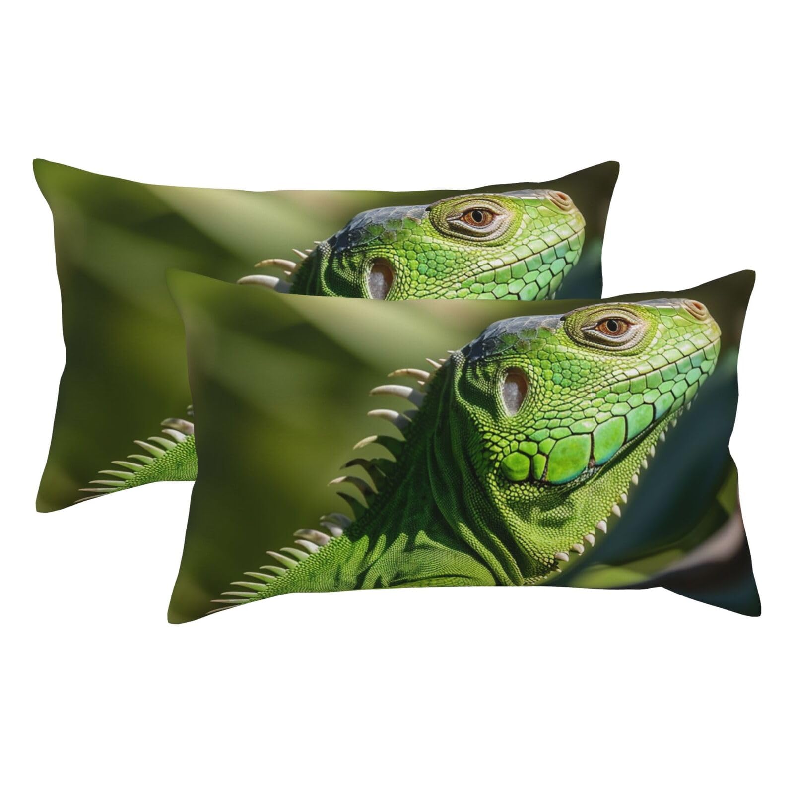 Taies d'oreiller douceur absolue 50,8 x 91,4 cm literie haut de gamme motif lézard vert