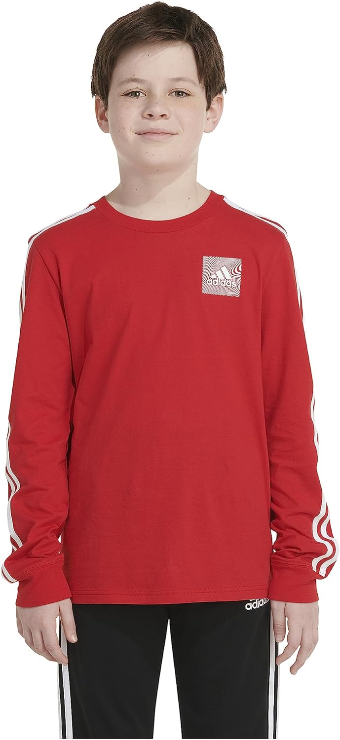 Miniatura 4 de adidas Camiseta de manga larga de algodón con logotipo pequeño para niño