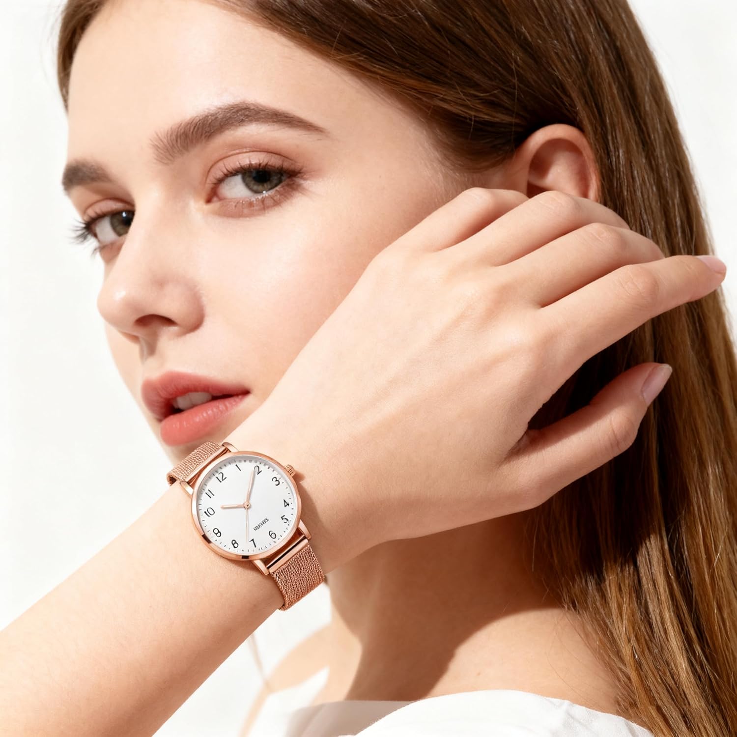 Women Round Watches Rose Gold case Stylish Quartz Pointer Design, Specially Designed for Ladies' Wrist Watches - Image 5