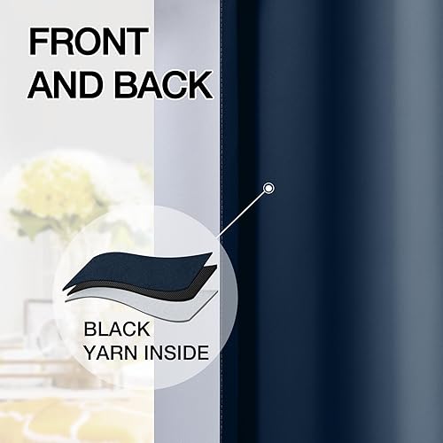 Miniatura 4 de SimpleHome Cortinas degradadas para oscurecer la habitación de la sala de estar, con bolsillo para barra, gradiente de color azul marino a blanco