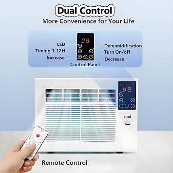 Portable Fast Cooling Mobile Air Conditioner Compact Dehumidifier Mosquito Net Air Conditioning Unit with Remote Control 1-12h timer & LED Light Cooling Area 5-8m²