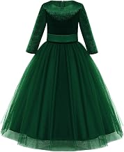 Flower Girl Velvet Floral Gradient Sequins Dress for Kids Wedding Bridesmaid Pageant Communion Formal Princess Puffy Gown