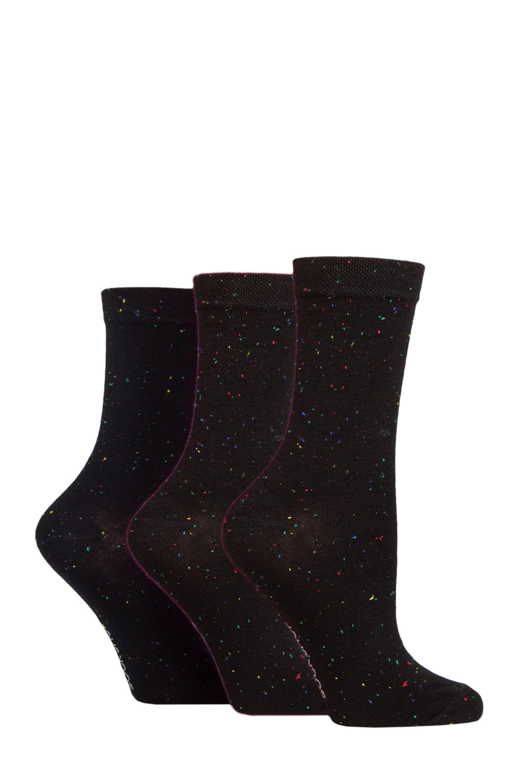 SockShop Ladies Speckled Soft, Breathable & Cooling Bamboo Socks in a Multipack of 3 Pairs Casual Day to Day Wear (UK, Numeric, 4, 8, Regular, Regular, Black)