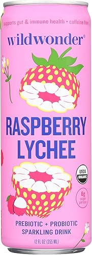 Wild Wonder Organic Raspberry Lychee Sparkling Probiotic Drink, 12 FZ