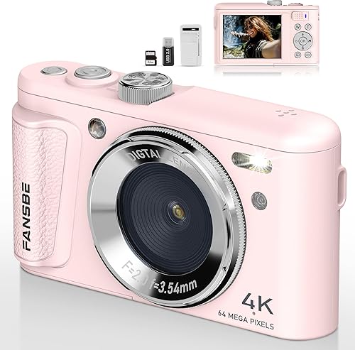 Miniatura 10 de Cámara digital, cámara de vlogging 4K con 64 MP, cámaras digitales apuntar y disparar con zoom de 18X, antivibración, dial de modo, tarjeta SD de 32