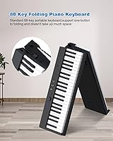 Vista 7 de Teclado de piano plegable de 88 teclas, teclado de piano portátil con tecla semi ponderada estándar, soporte de piano plegable BluetoothMIDI